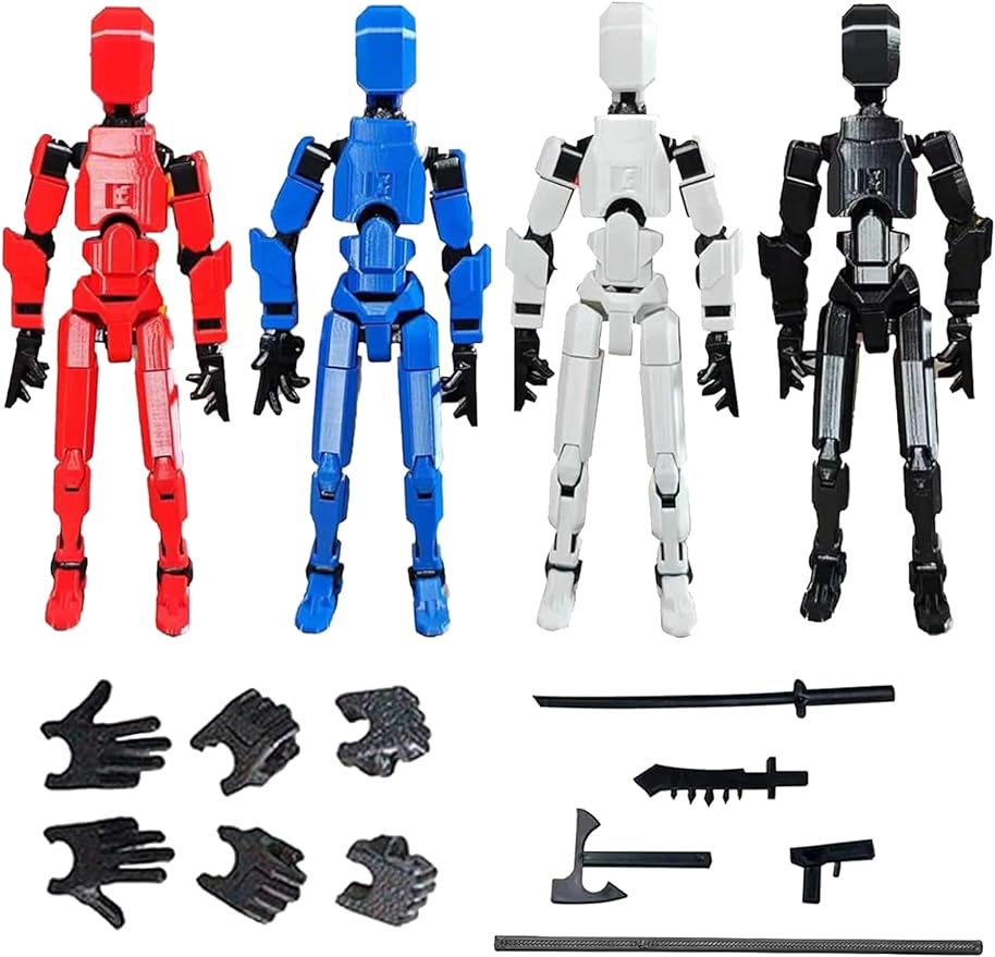 Titan 13 Action Figure, 4PCS Lucky 13 Action Figures, T13 Action Figure 3D Printed Robot Multi-Jointed Movable