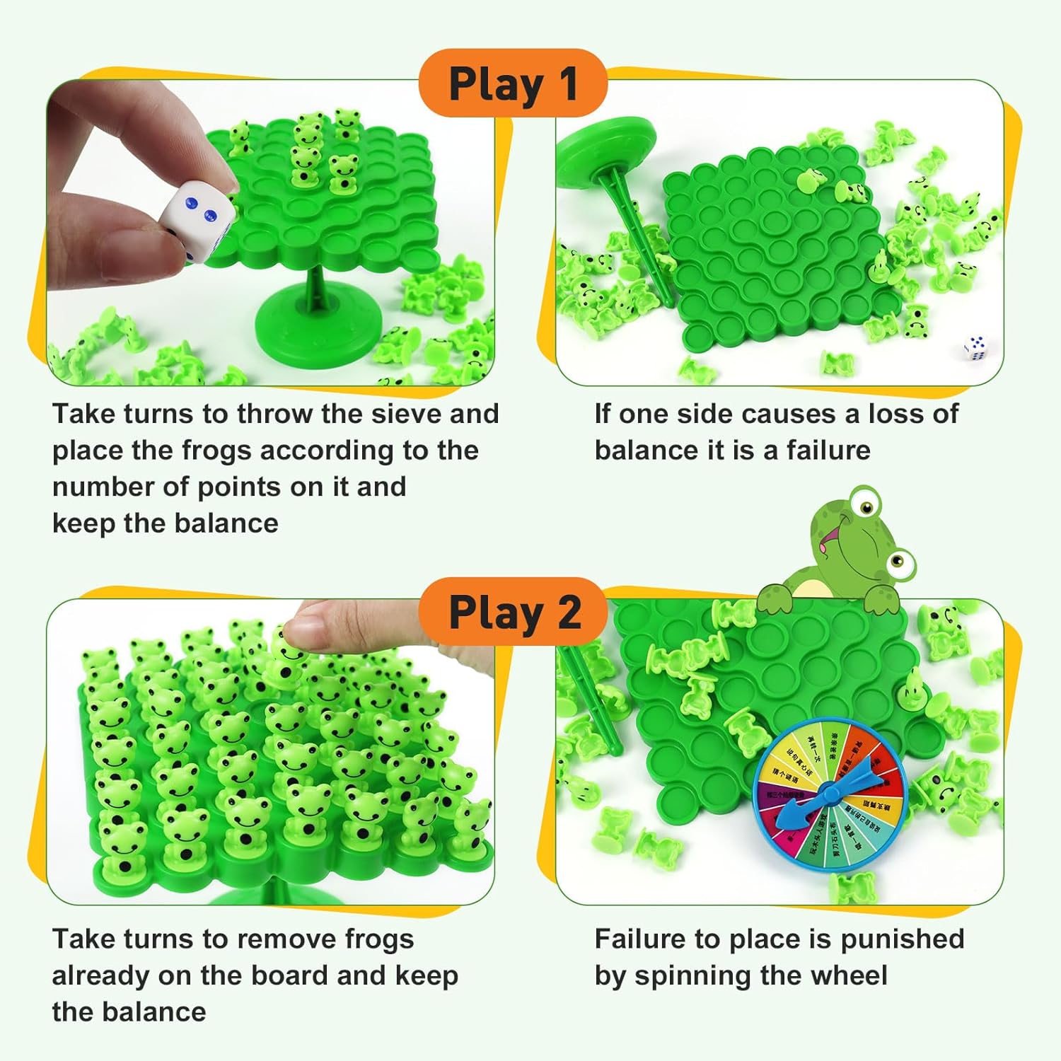 Balance Games for Kids, Frog Swing Stack Balance Game, Two-Player Frog Balance Tree Parent-Child Interactive Family Tabletop Puzzle Game Montessori Toys - Cykapu