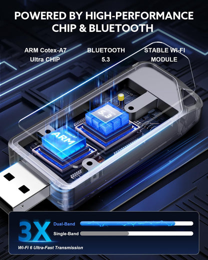 2025 Wireless CarPlay Adapter & Android Auto 2-in-1 Dongle, Powered by A7 Ultra Chip, Bluetooth 5.3, Fast and Stable Wireless Converter for Wired CarPlay, Compatible with iOS 10+ and Android 11+