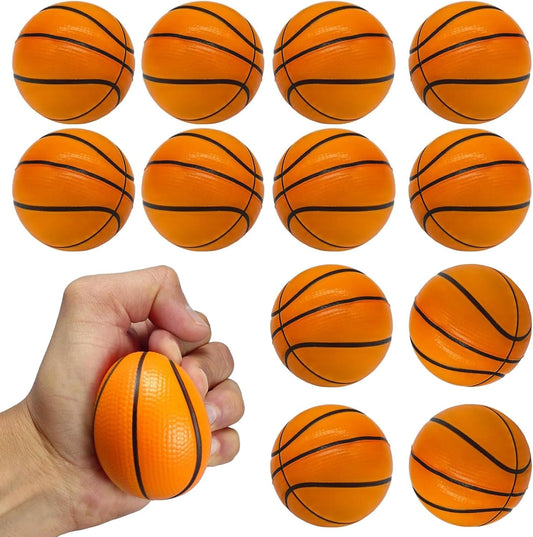 12 Pack Mini Basketball Stress Balls for Kids, 2.3 Inch Soft Foam Basketballs for Kids Small Squeeze Sport Balls