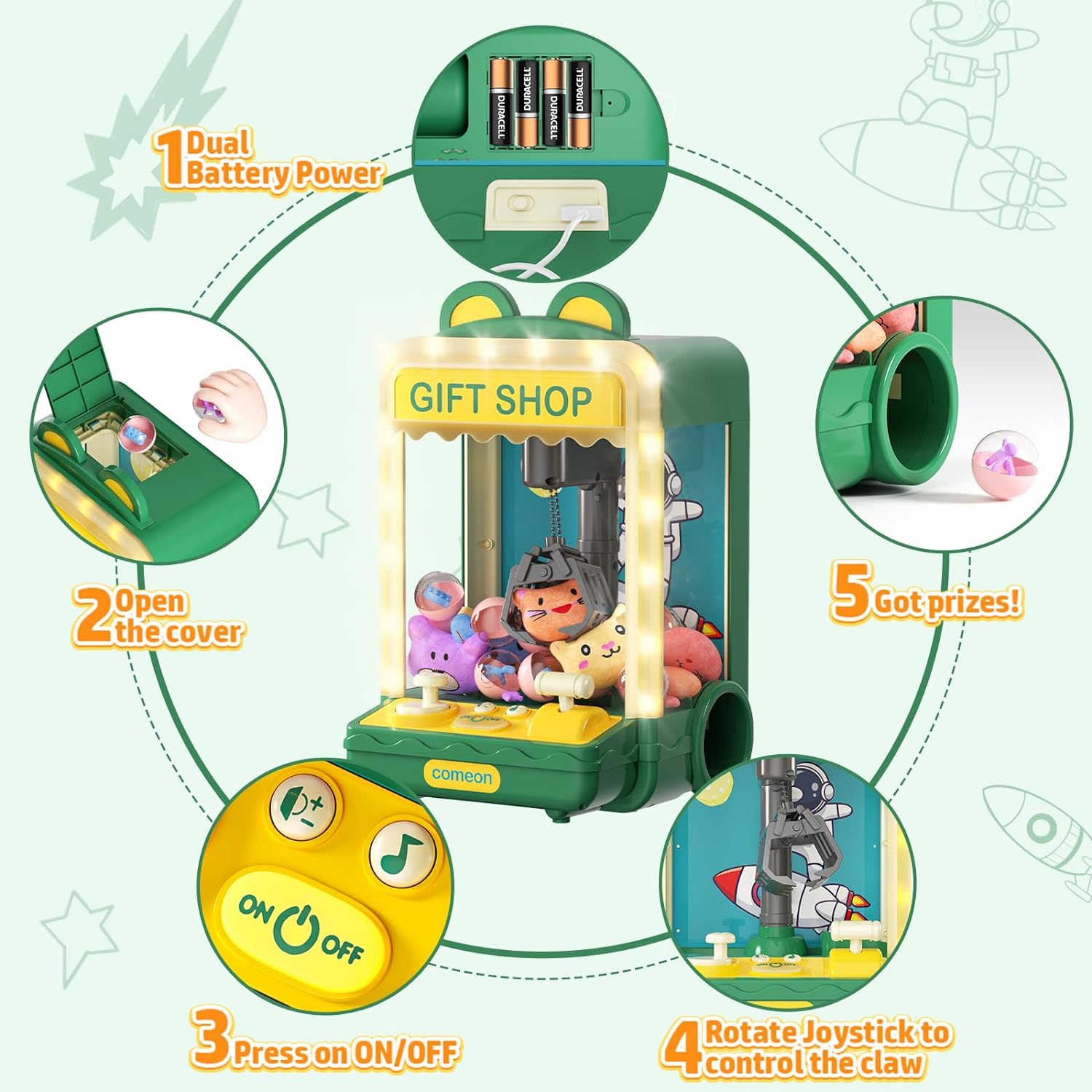 Claw Machine for Kids with Lights,Christmas Mini Candy Machine Toys for Girls - Cykapu