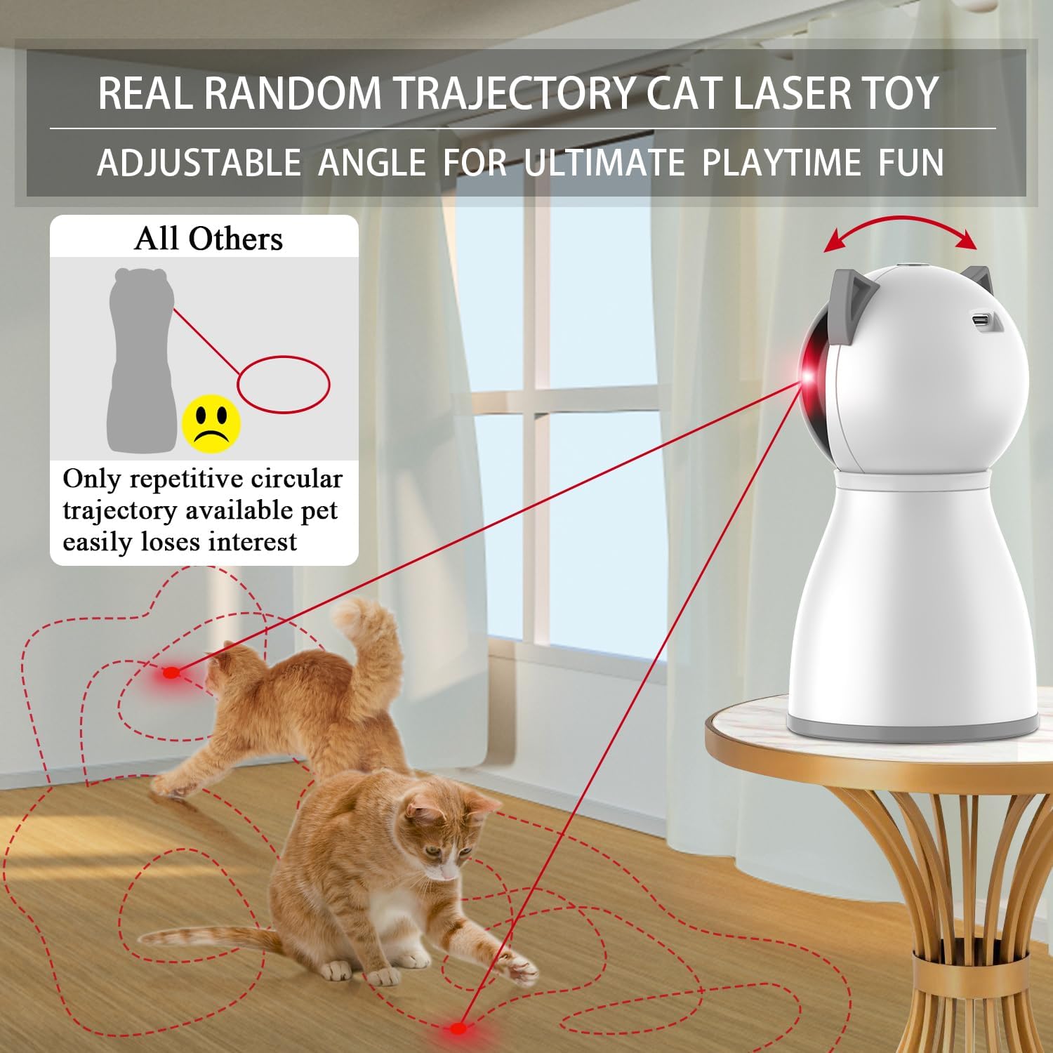 LIFE Cat Toys,The 4th Generation Real Random Trajectory,Motion Activated Rechargeable Automatic Cat Laser Toy,Interactive Cat Toys for Indoor Cats/Kittens/Dogs