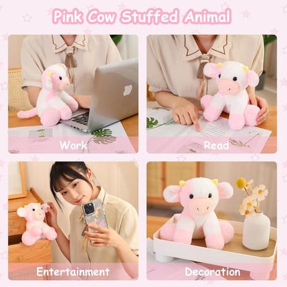 Pink Cow Stuffed Animal Cute Hug Cow Plushies, Soft Strawberry Cow Throw Pillow - Cykapu