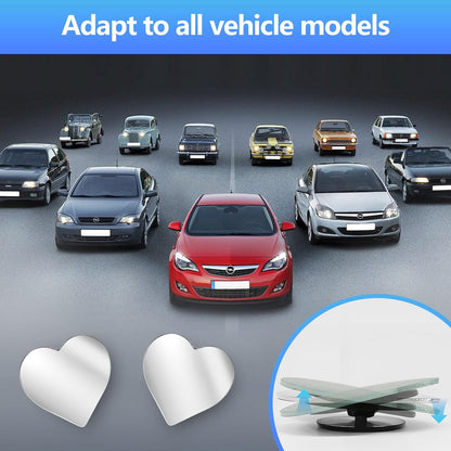2Pcs Cars Heart Shaped Blind Spot Mirrors, Frameless Wide-Angle for Side Mirror Blindspot Convex