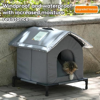 Outdoor Cat House, 2025 New Weatherproof Outside Cat House, Can Accommodate 11lb, Small Easy Assembly, Warm Shelter for Outdoor Cats