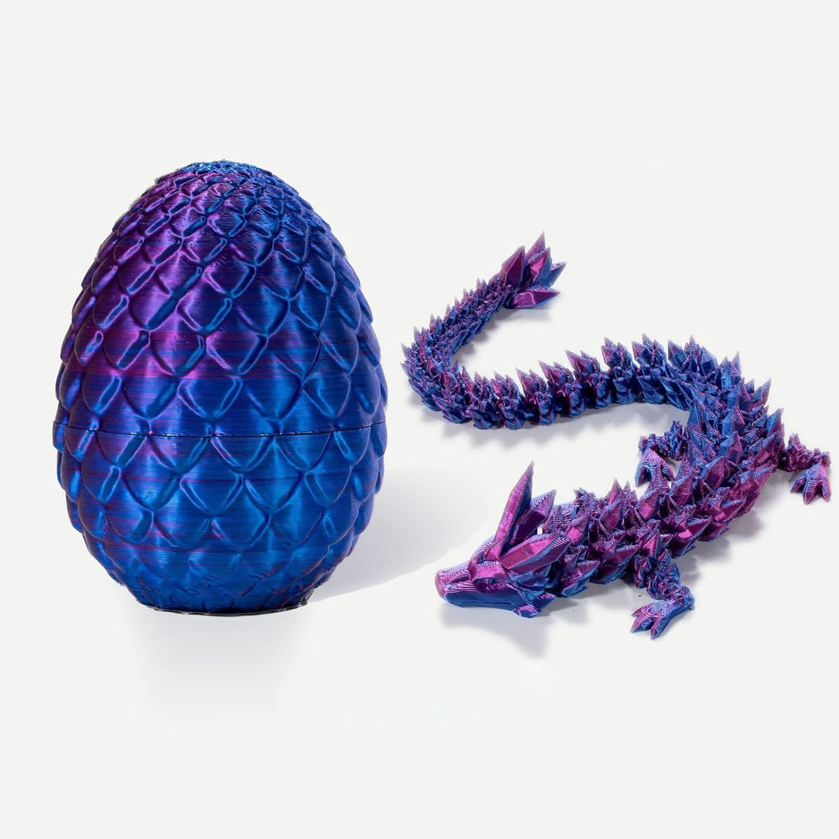 Hatchimals Dragon Egg Toy, Crystal Dragon Fidget Toys - 3D Printed Articulated (Laser Purple, 11“ Long Dragon+5” Tall Egg)
