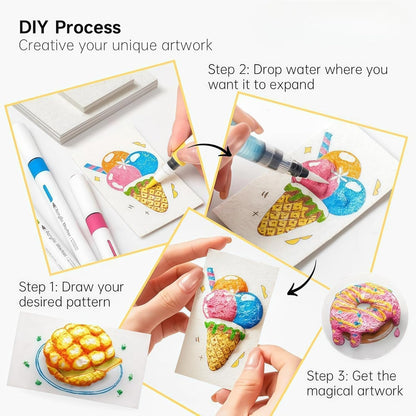 Magic Puffy Paint, 3D Drawing Magic Canvas Sponge, Puffy Popcorn Drawing Texture Painting Kit, DIY Bubble Drawing Pens Art Supplies