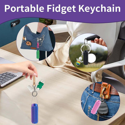 4 Pcs Pain Stim Fidget Keychain, 3D Printed Fidget Toys Spiky Grippie Sensory Stress Relief Toys, Novelty Gifts for Friends Family