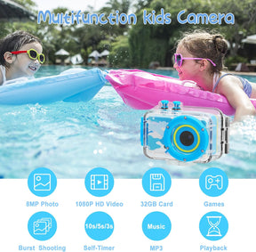 Kids Camera Waterproof Birthday,Underwater Toddler Camera - Cykapu