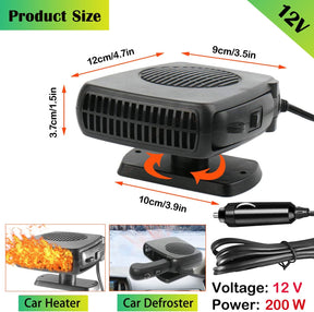 Car Heater,200W Portable Fast Heating Auto Car Heater Defroster Windshield Defogger Automobile Windscreen Heater Plug in Cigarette Lighter 360 Degree Rotary (12V) - Cykapu