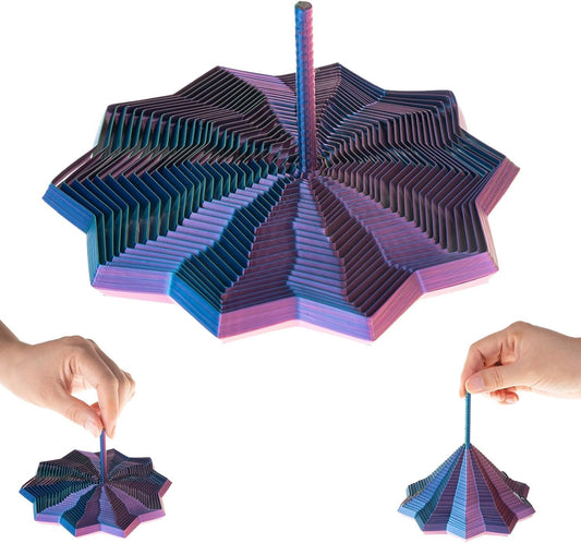 3D Printed Expanded Sensory Fidget Star - Sensory Fidget Star with Handle, Colorful Whirling Spiral Design, 2025 New Star Shaped Fidget Star (Type-A, Small)