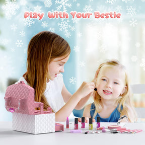 Kids Makeup Kit for Girl 35 Pcs Washable Real Cosmetic, Safe & Non-Toxic Little Girl Makeup Set