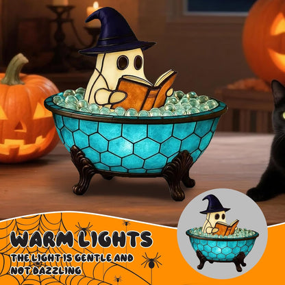 Halloween Ghost Bubble Bath Lamp, Cute Bathtub Ghost Night Lights for Halloween Decor, Reading Books Nightlight