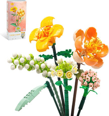 Artificial Flowers Building Set - Mini Bricks Flower Bouquet, Unique DIY Decoration Home, 680 Pieces Botanical Collection - Cykapu