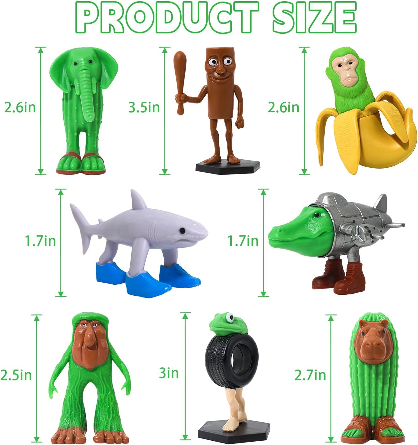 8PCS Italian Brainrot Action Figure,Tralalero Tralala Figures Toys with Tralalero Tralala, Tung Tung Tung Sahur, Brr Brr Patapim,Brainrot Meme Shark Collectible Animals Figurine Doll Gifts for Fans