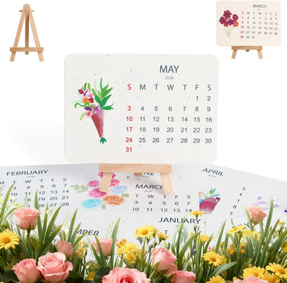 Eco-Friendly Plantable Love Seed Calendar 2026, Plantable Seed Calendar 2026, Month Biodegradable Seed Paper Planner, for Gifting, Gardening Home Decor and Adding Nature(1pcs)
