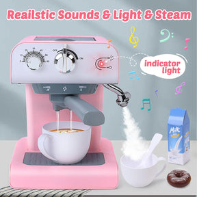 CUTE STONE Toy Coffee Set , Kids Coffee Maker Toy with Sound & Light, Realistic Steam - Cykapu