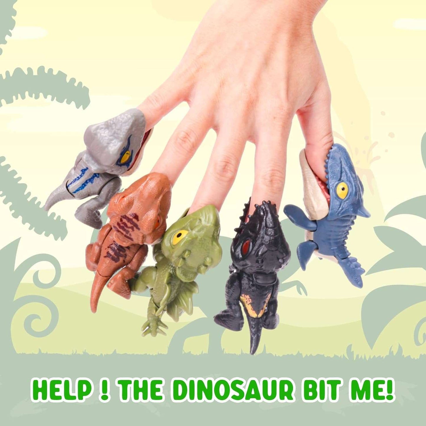 6PCS Biting Finger Dinosaurs Toy Snap Squad Collectibles for Display - Cykapu