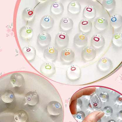 24 Packs Mini Squishies Expression Fidget Toys Adults with 24 Keychains, Sticky Cute Mini Sensory Toys