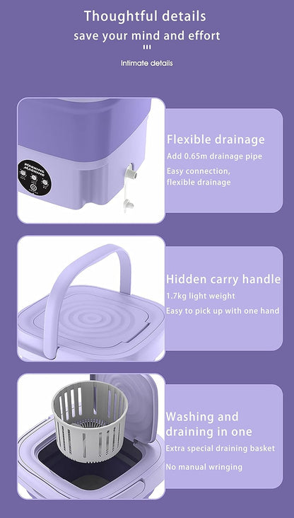 8L Portable Washing Machine, Portable washer, mini washer with Soft Spin Dry Cykapu