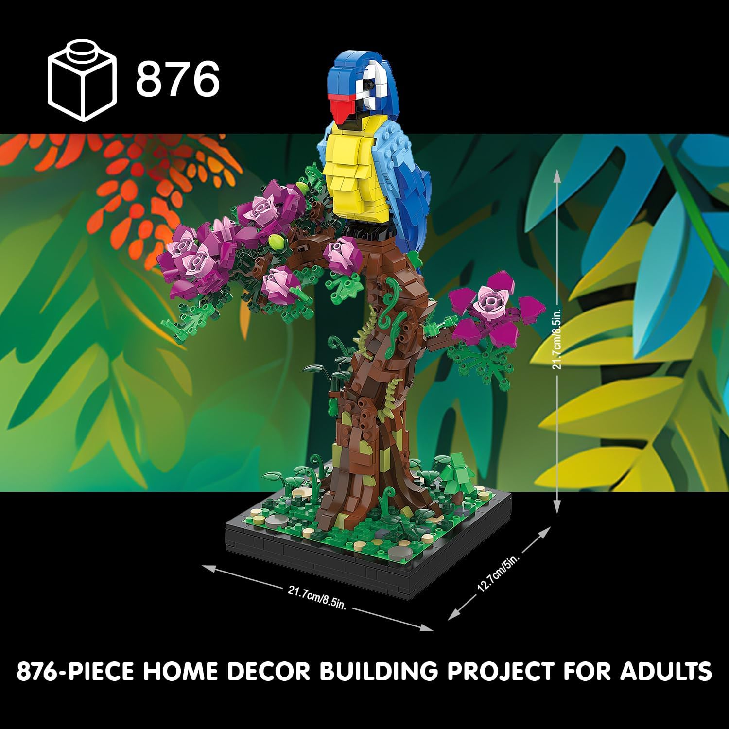 BLOCKS Micro Brick Flower Parrot Toy Building Sets, Home Decor and Office Art Creative Gift - Cykapu