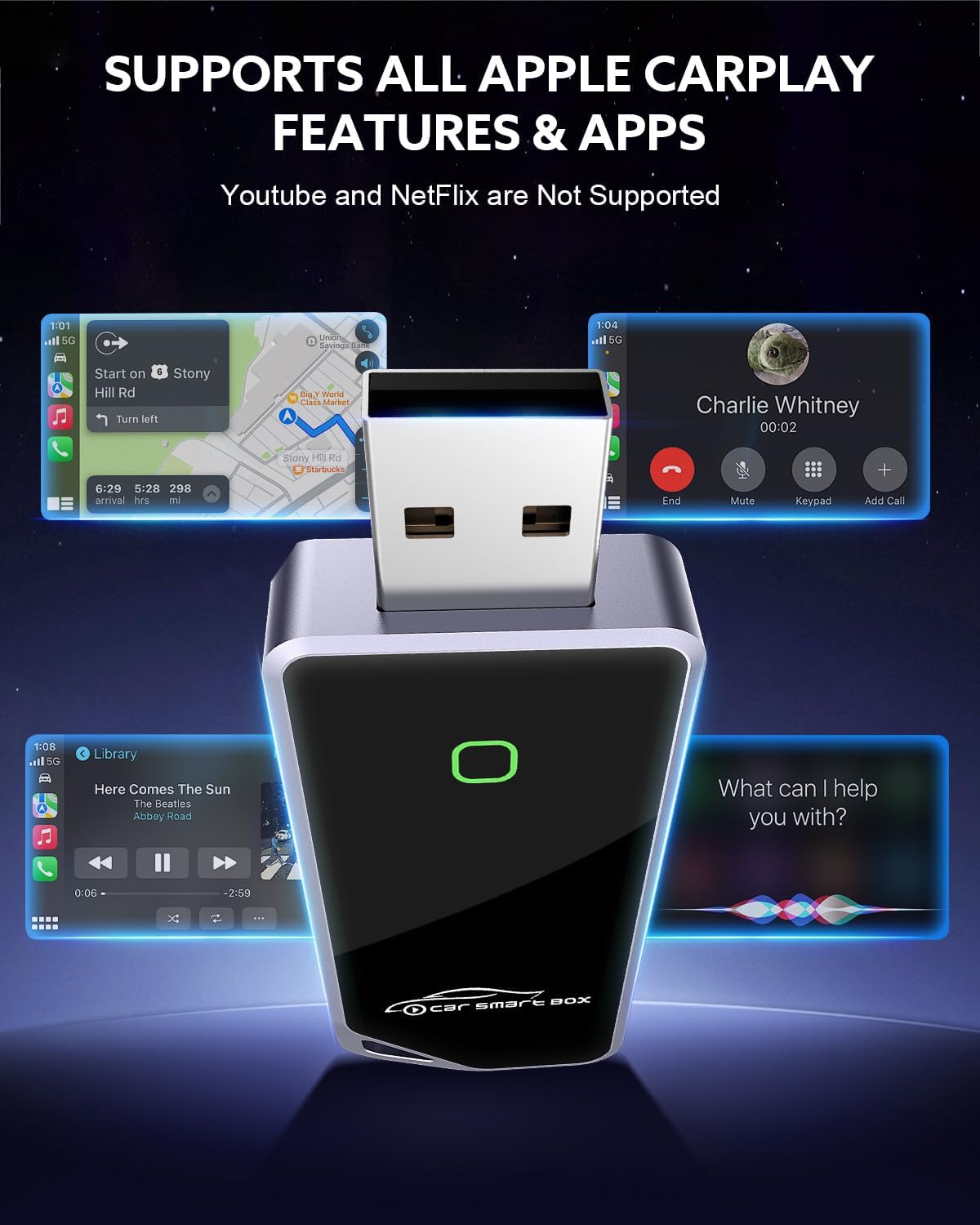 2025 Wireless CarPlay Adapter & Android Auto 2-in-1 Dongle, Powered by A7 Ultra Chip, Bluetooth 5.3, Fast and Stable Wireless Converter for Wired CarPlay, Compatible with iOS 10+ and Android 11+