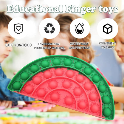 Fidget Sensory Bubble Stress Toy, Fidget Push Toy for Kids, Silicone Fidget Stress Toys for Autistic Children Adult Squeeze Toy Autism (Banana+Avocado+Watermelon)