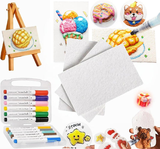 Magic Puffy Paint, 3D Drawing Magic Canvas Sponge, Puffy Popcorn Drawing Texture Painting Kit, DIY Bubble Drawing Pens Art Supplies
