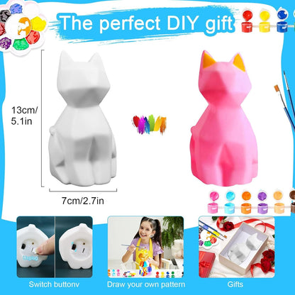 Paint Your Own Cat Lamp Art Kit, DIY Geometric Cat Lamp Night Light, Animals Toys Night Light
