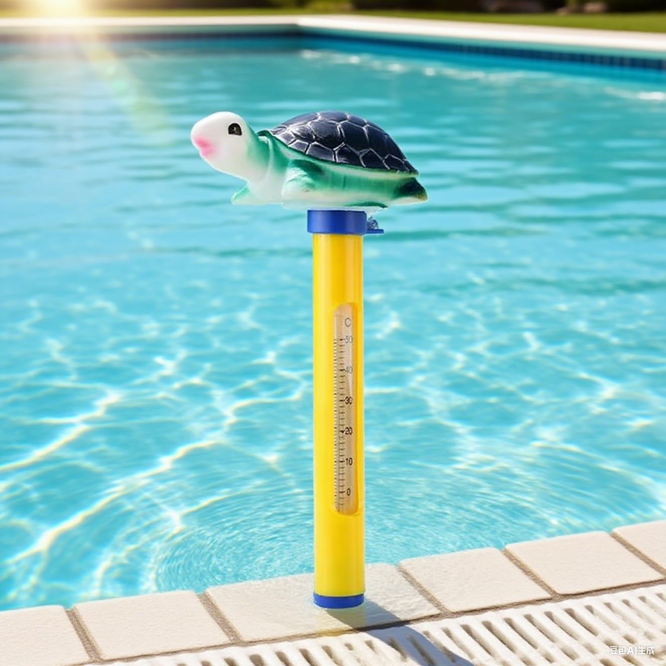 Floating Pool Thermometer, Floating Turtle Thermometer F/C Display with String Easy to Read, Shatter Resistant, for Outdoor & Indoor Swimming Pools, Spas, Hot Tubs & Aquariums (Turtle)
