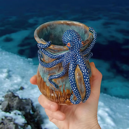 Ocean Creature Octopus Mug Home Decoration Ornaments, 3D Octopus Mug Funny Resin Mugs, Handmade Unique Octopus Shaped Statue Cup Decorate