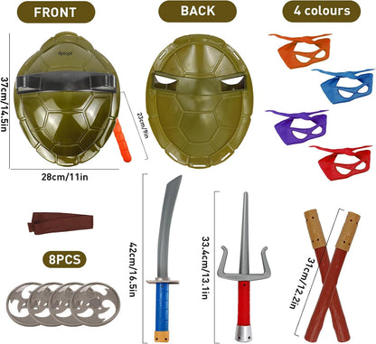 20Pcs Turtle Shell Costume Set, Role Playing Cartoon Halloween Costume with Toys, Backpack and Eye Mask