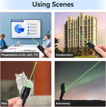 Rechargeable Green Laser Pointer High Power Green Beam Laser Light Long Distance Range for TV/LED/LCD Screens Tactical Flashlights Presentation