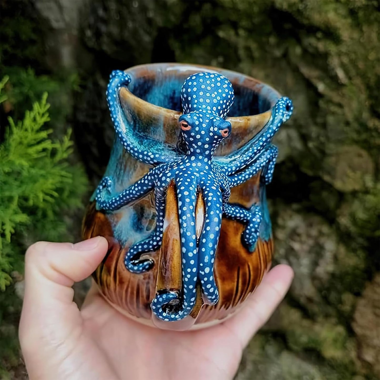 Ocean Creature Octopus Mug Home Decoration Ornaments, 3D Octopus Mug Funny Resin Mugs, Handmade Unique Octopus Shaped Statue Cup Decorate