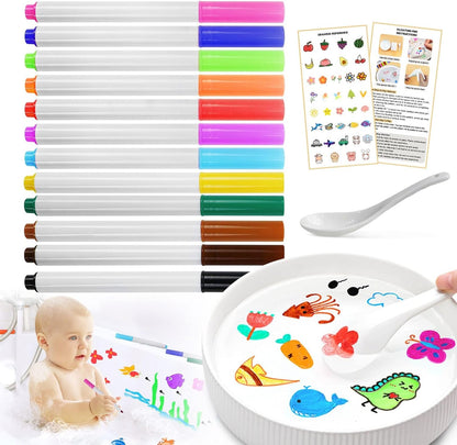 QETRABONE Magical Water Painting Pen-12 Colors Double Ended, Erasing Whiteboard Marker, Doodle Water Floating Pens