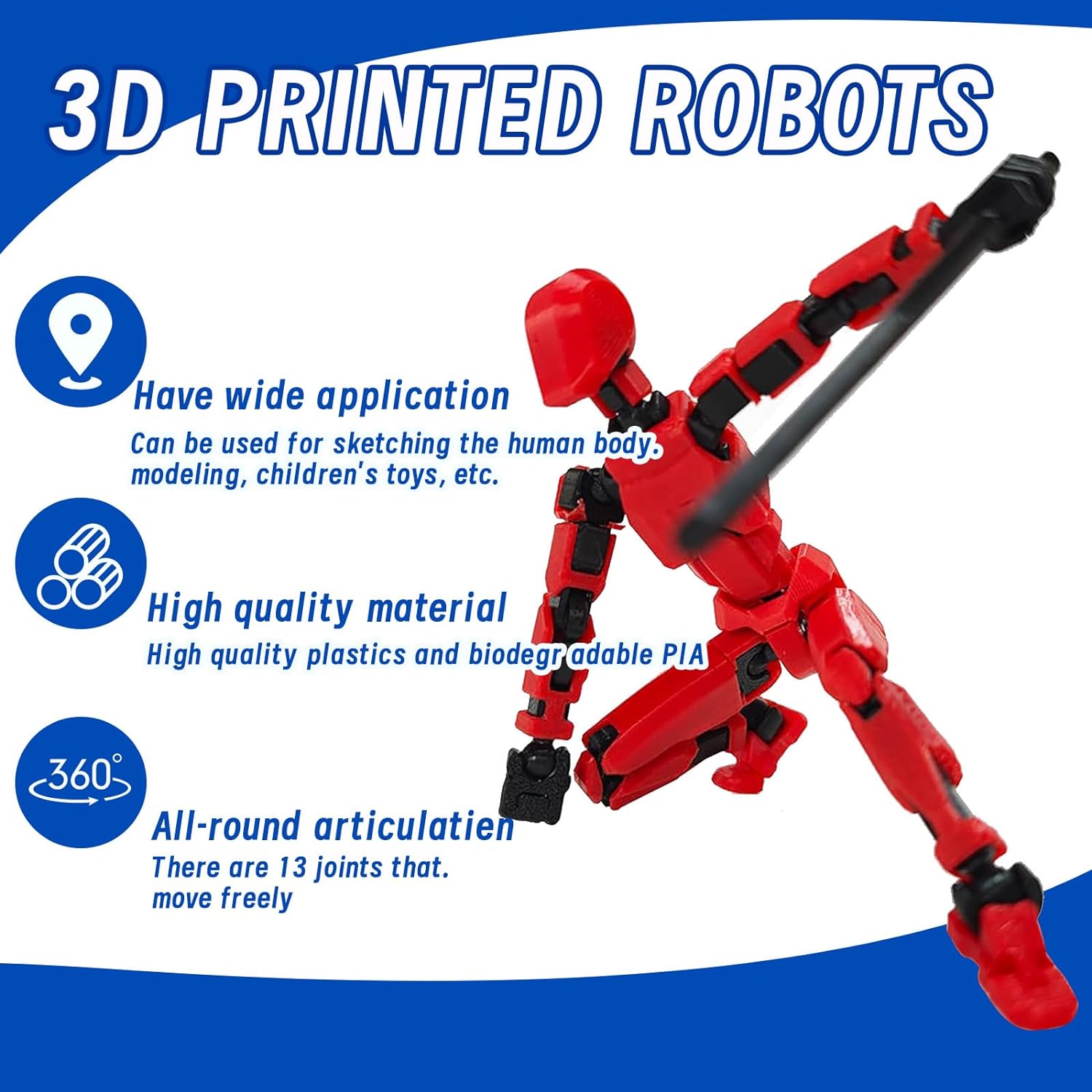 Titan 13 Action Figure, 4PCS Lucky 13 Action Figures, T13 Action Figure 3D Printed Robot Multi-Jointed Movable