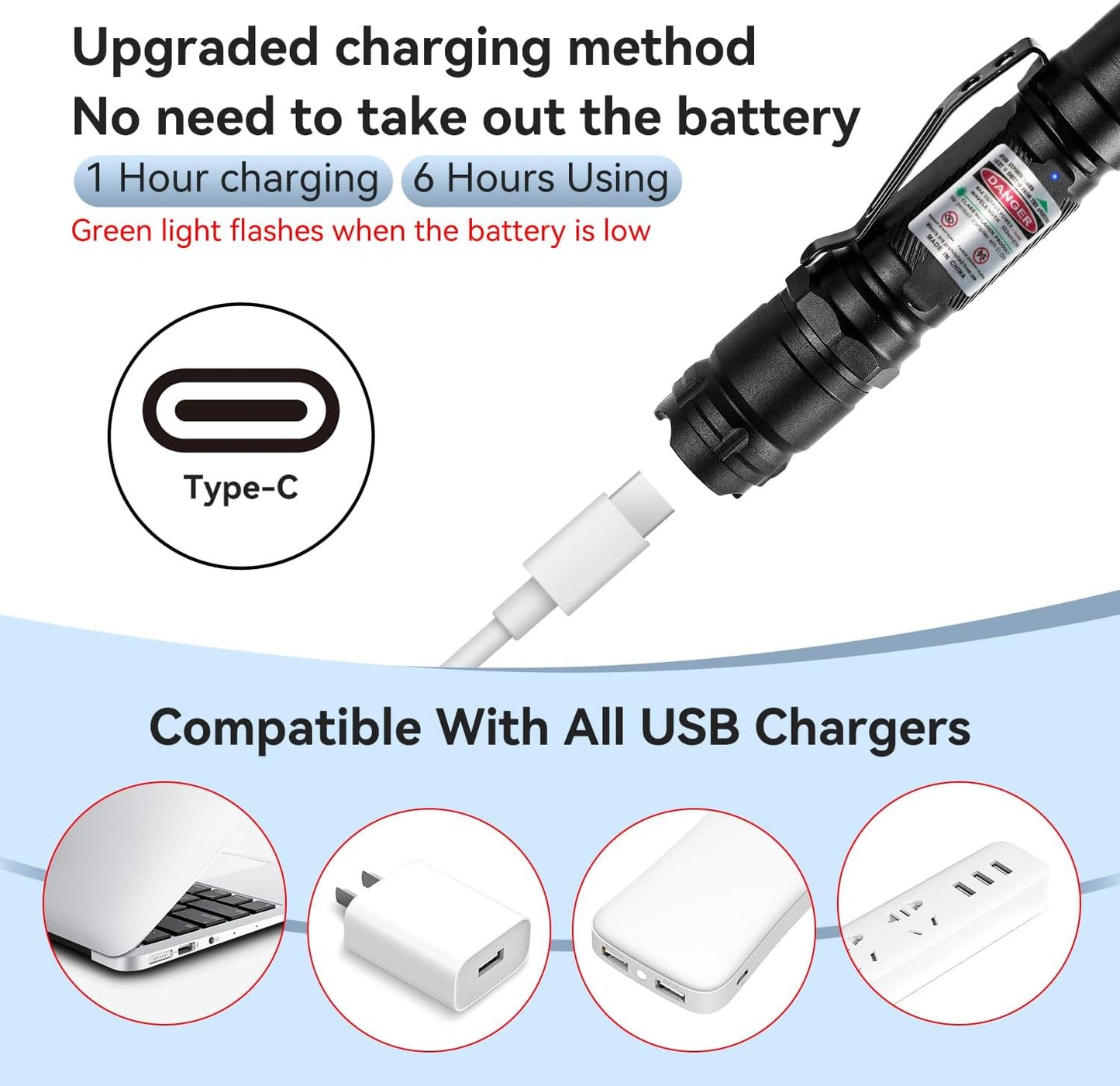 Rechargeable Green Laser Pointer High Power Green Beam Laser Light Long Distance Range for TV/LED/LCD Screens Tactical Flashlights Presentation