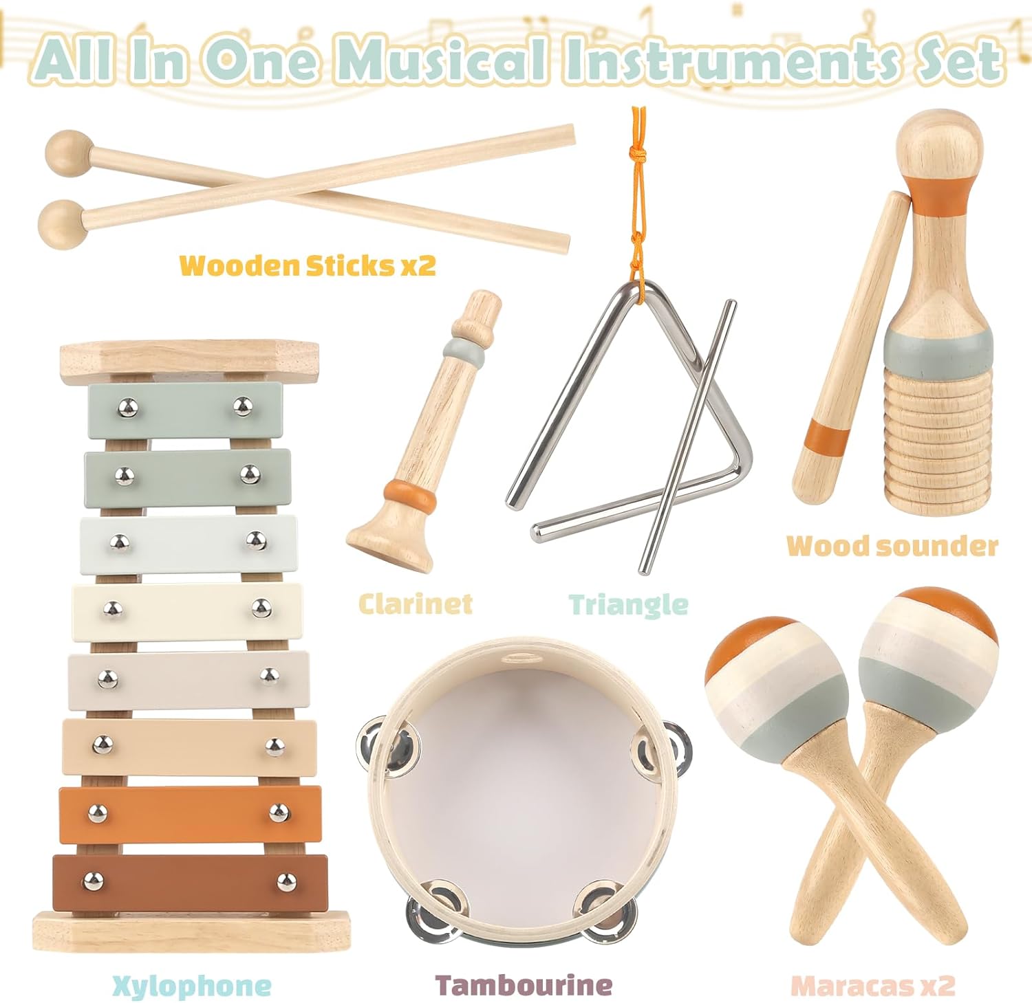 Musical Instruments - Neutral Colors Toddler Toys - Aesthetic Musical Toys - Cykapu