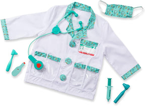 Doctor Role Play Dress-Up Set (7 pcs) - Pretend Play Costume And Kit With Stethoscope For Age 3 To 6 - Cykapu