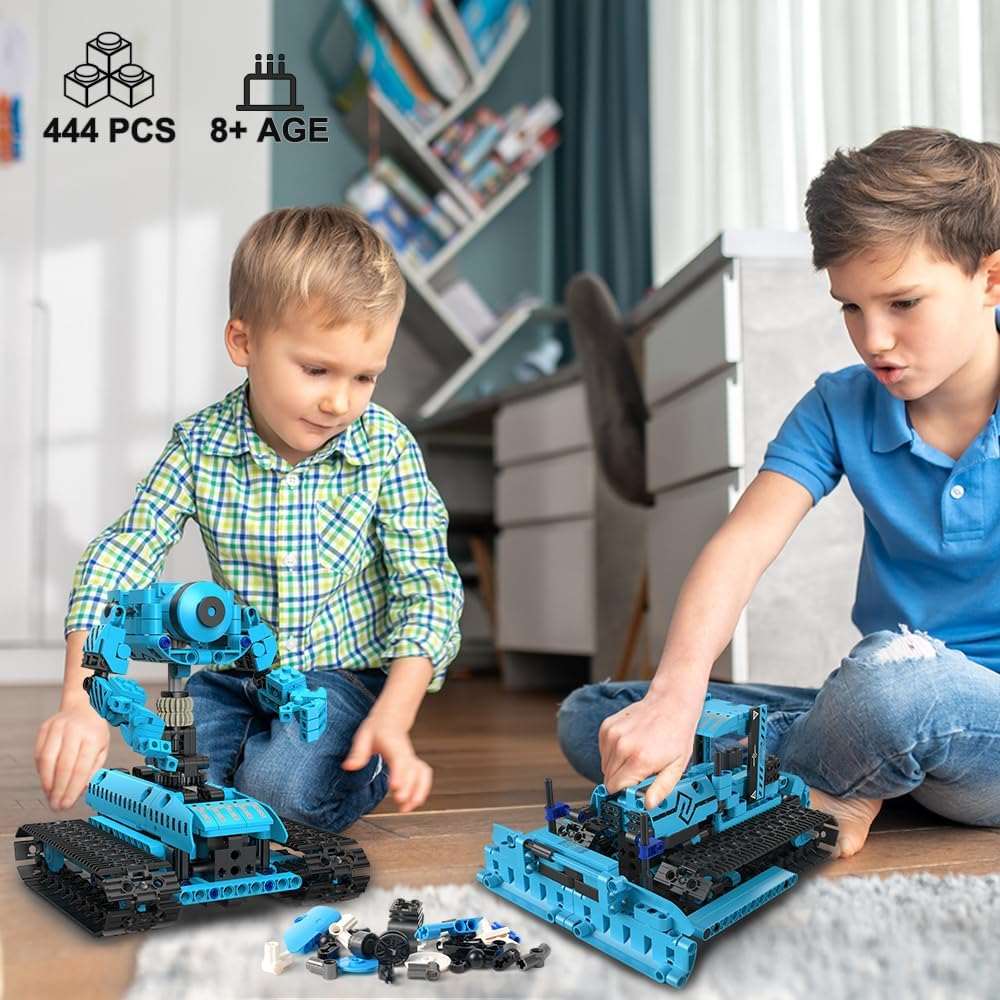 5 in 1 RC Robot Building Set - APP & Remote Control Rechargeable Building Toys (444 PCs) - Cykapu