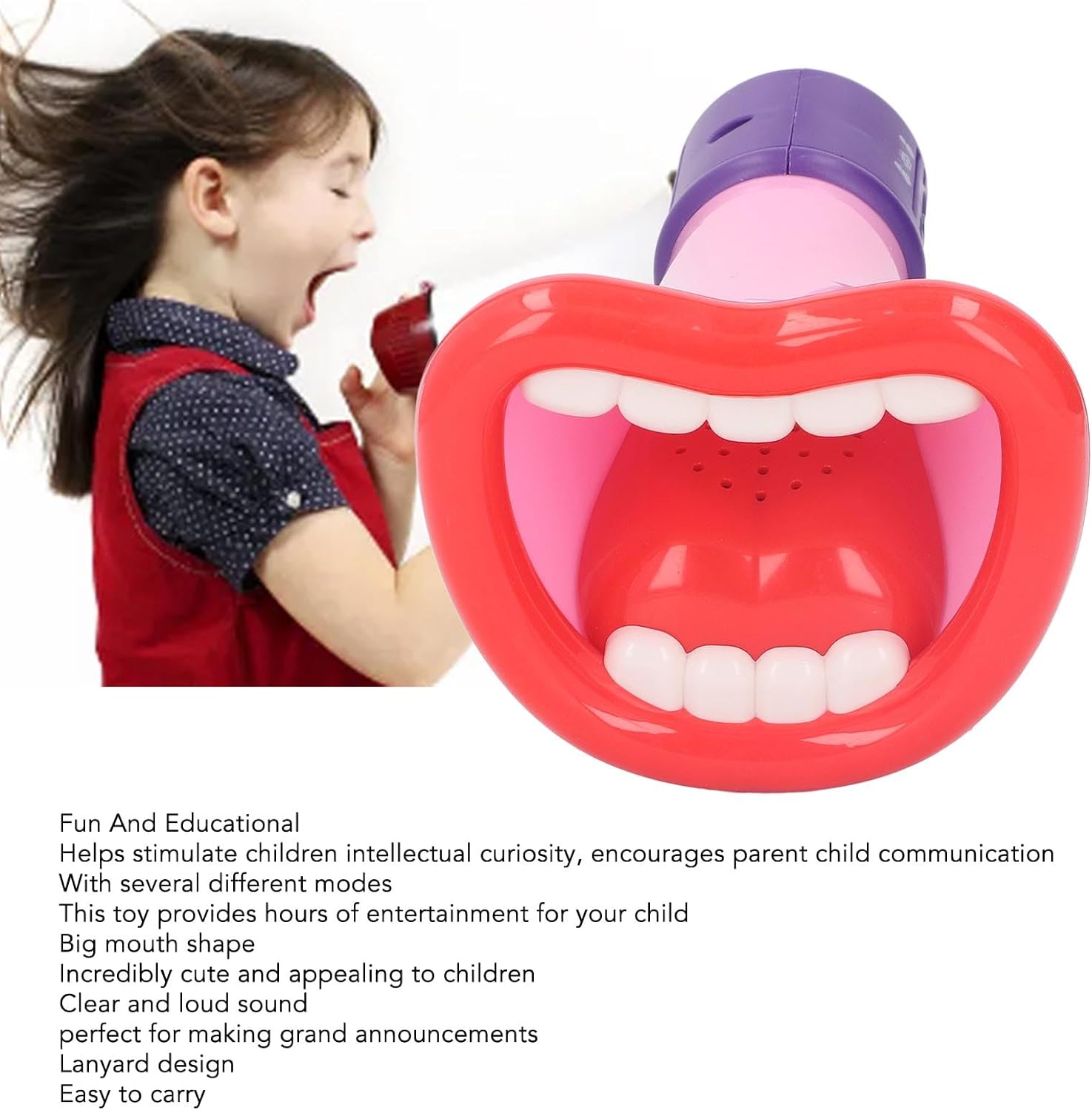 Kids Voice Changer, Big Mouth Shape Multi Voice Changer Toy Sound Effect Educational Recording Loud Speaker Trick Joke Toy