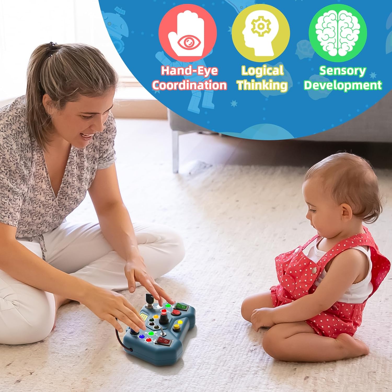 Toddler Toys Busy Board with LED, Montessori Sensory Toys - Cykapu