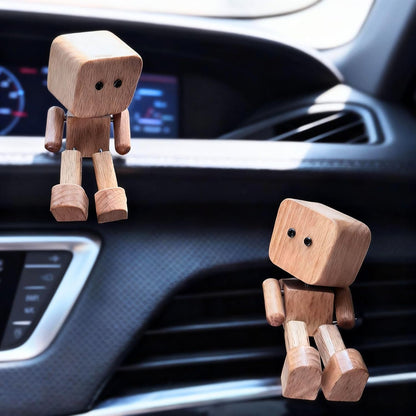Shaking Feet Wooden Doll with Magnetic Expression, Wooden Man Figurine for Desktop Decoration, Fun car Indoor Decoration for Home Offices and Car