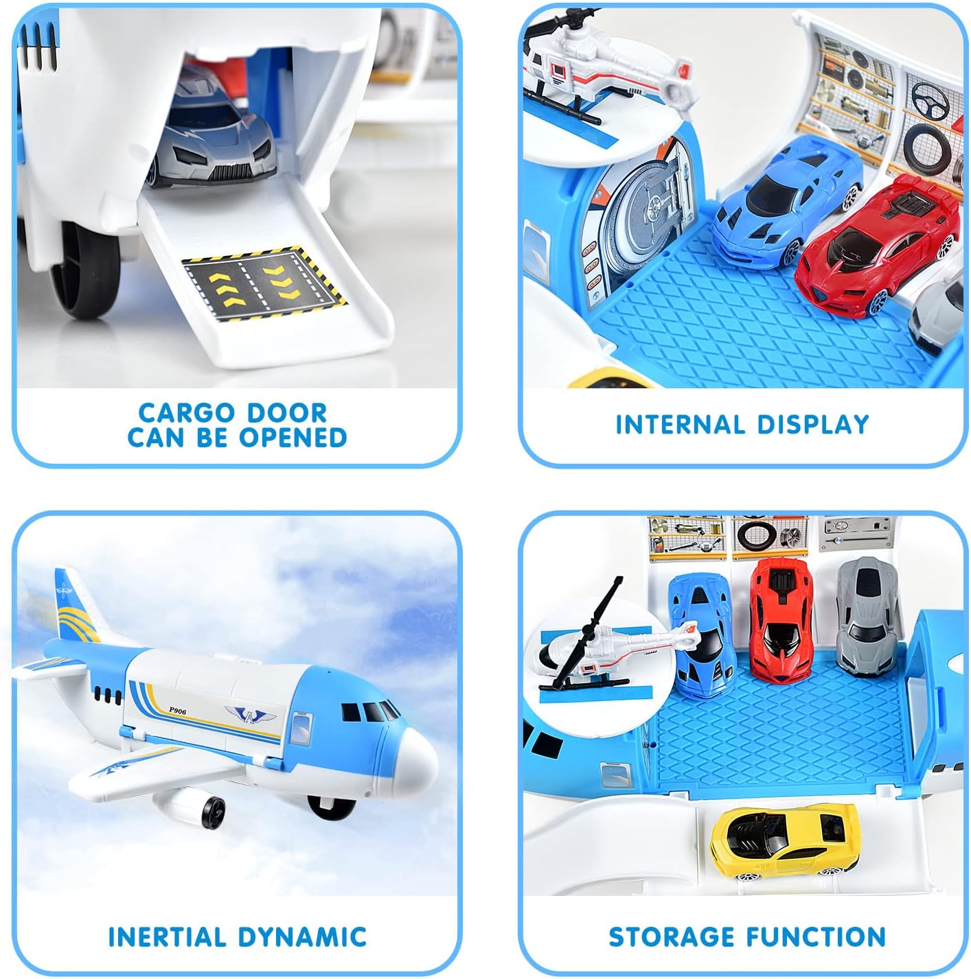 Transport Cargo Airplane Car Toy Play Set