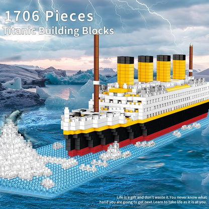 Titanic Micro Mini Building Blocks Set, 1706pcs 3D Titanic Model Building Set Blocks - Cykapu