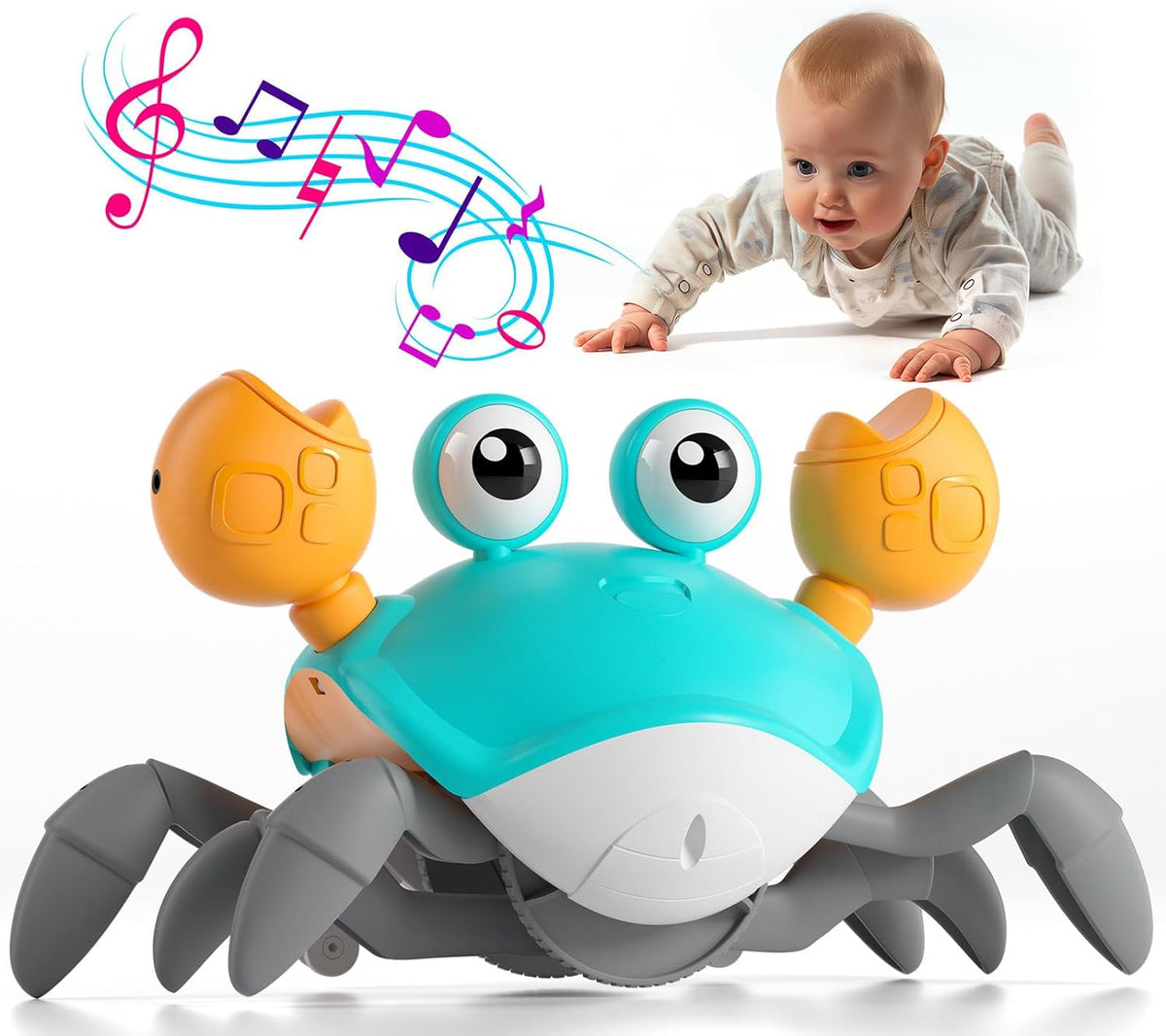 Crawling Crab Baby Toy - Infant Tummy Time Crab Crab Toys for Babies Boy Learning Crawl