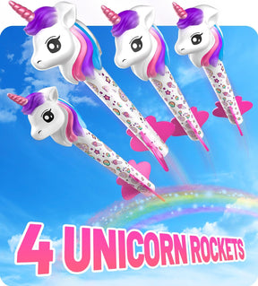Unicorn Rocket Launcher, 4 Unicorn Outdoor Toys for Kids, Christmas Birthday Unicorn Gifts - Cykapu