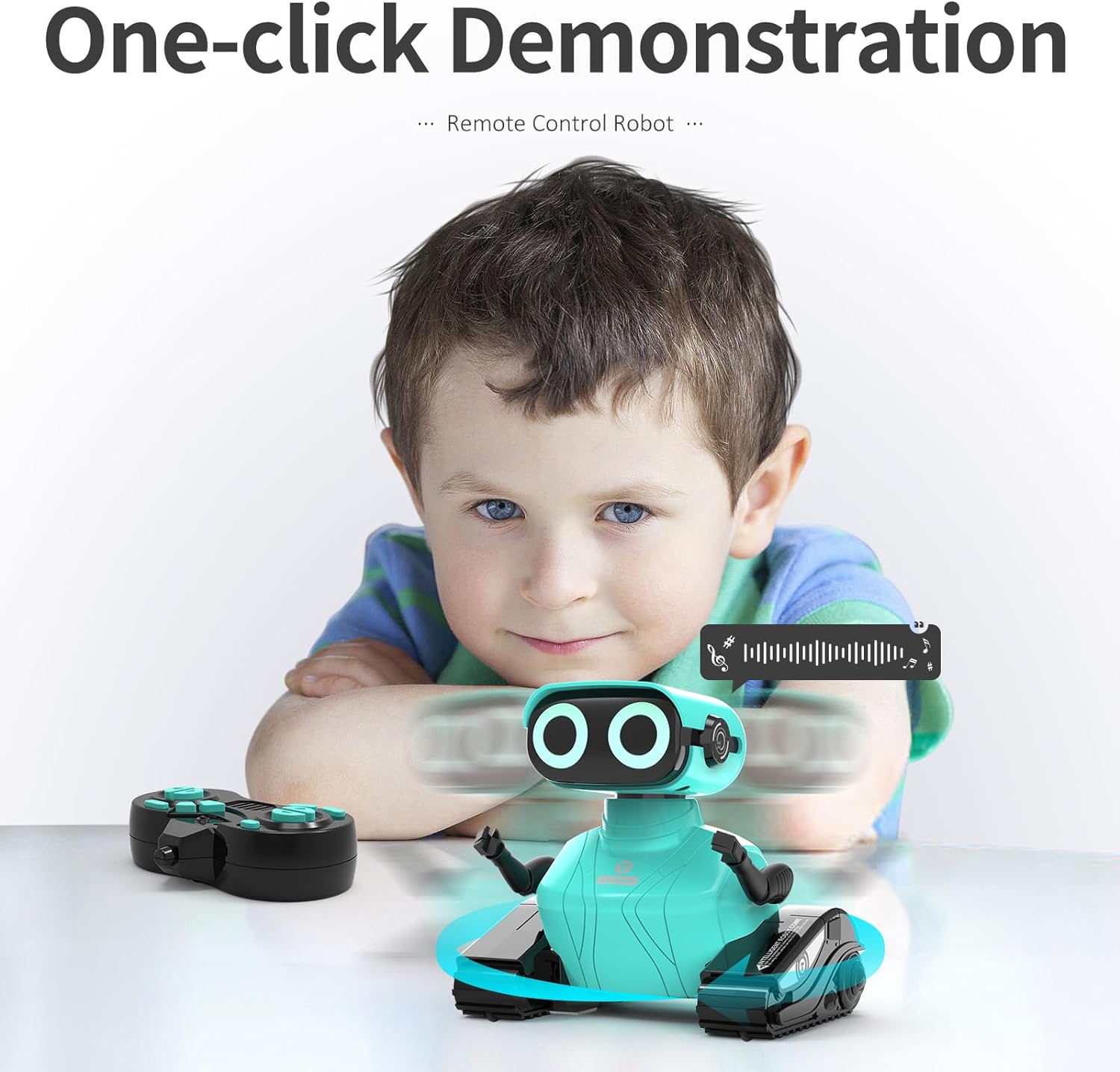 Robot Toys, Remote Control Robot Toy, RC Robots for Kids with LED Eyes, Flexible Head & Arms, Dance Moves and Music