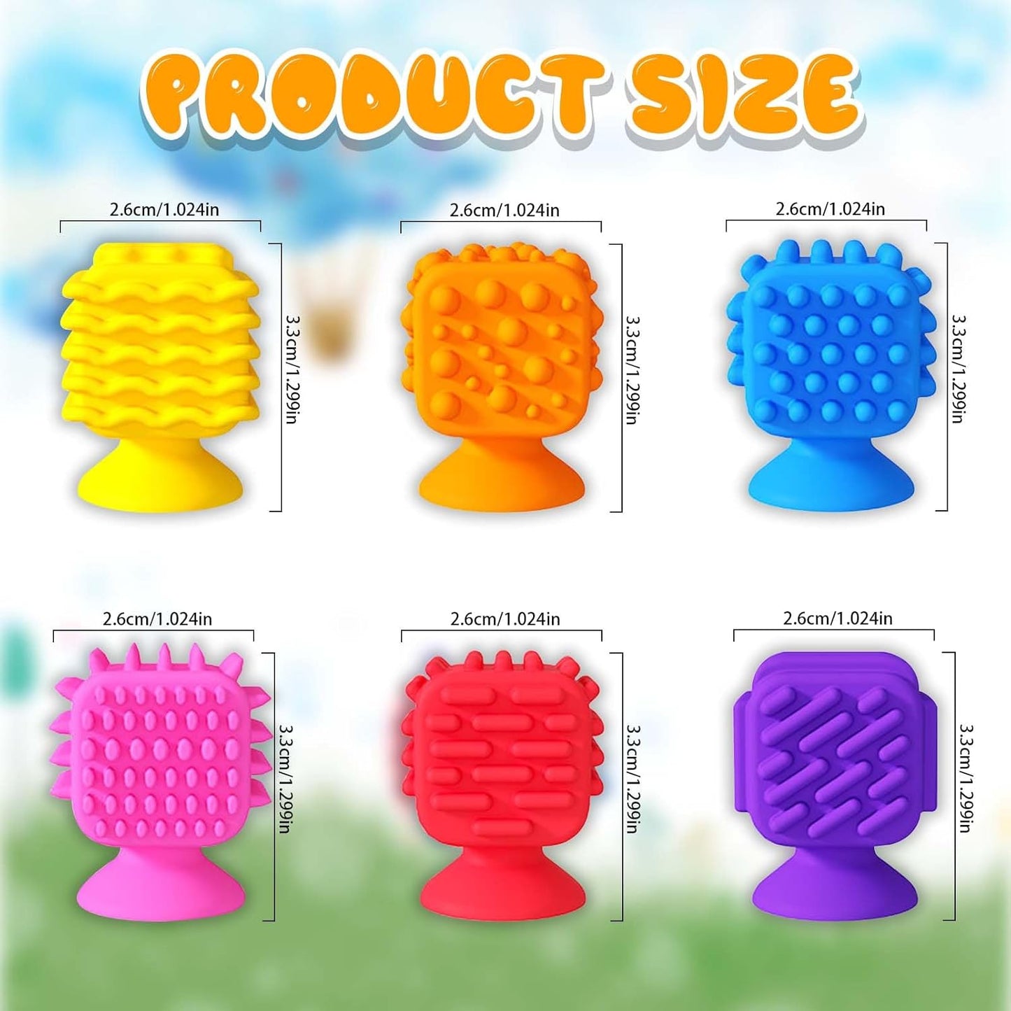 Fidget Toys Sensory Stone Kids Adults, Textured Suction Cup Toys for Kids with Autism, Squishy Sensory Toys for Classroom, 6 Pc Calm Down Supplies for Teens, Gifts Christmas Stocking Stuffers for Kids