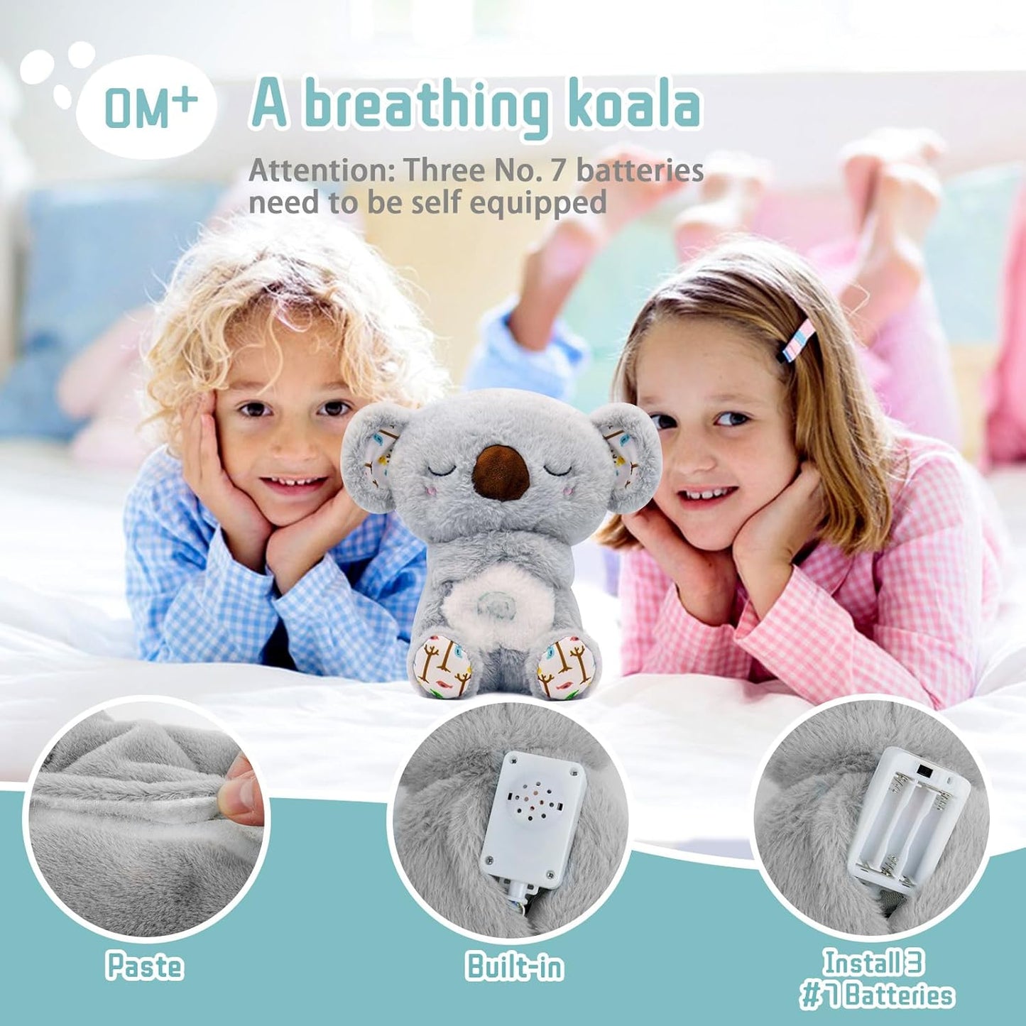 Breathing Plush, Four Gear Adjustment, Volume Control, Rhythmic Breathing Motion with Music Lights, Breathing Motion for Newborns 0+ Months, Perfect for Relieving Baby Quiet, Relieving Breathing Gift